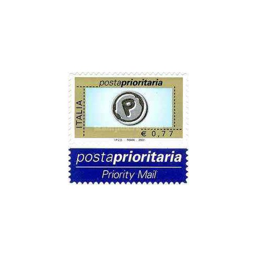 1 عدد تمبر  سری پستی - پست حق تقدم - خودچسب - 0.77 یورو - ایتالیا 2002