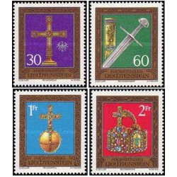 4 عدد  تمبر  نشانهای امپراطوری گنجینه هافبورگ - لیختنشتاین 1975 قیمت 5 دلار