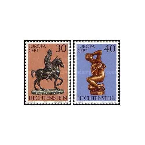 2 عدد تمبر مشترک اروپا - Europa Cept - مجسمه ها - لیختنشتاین 1974 2 عدد تمبر مشترک اروپا - Europa Cept - مجسمه ها - لیختنشتاین 1974