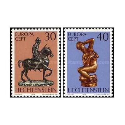 2 عدد  تمبر  مشترک اروپا - Europa Cept - مجسمه ها - لیختنشتاین 1974