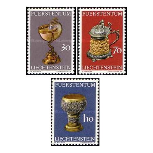 3 عدد  تمبر گنجینه های خاندان سلطنتی - لیختنشتاین 1973