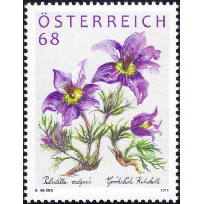 1 عدد  تمبر  گلها - اتریش 2015