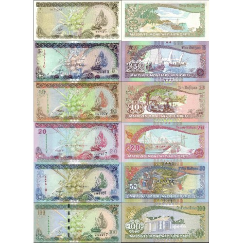 نیم ست اسکناسهای مالدیو -2، 5، 10، 20، 50، 100 روفیا - مالدیو 1983 الی 2013 نیم ست اسکناسهای مالدیو -2، 5، 10، 20، 50، 100 روفیا - مالدیو 1983 الی 2013
