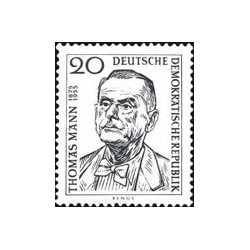 1 عدد  تمبر اولین سالگرد درگذشت توماس مان - برنده نوبل ادبیات - جمهوری دموکراتیک آلمان 1956