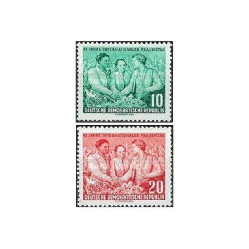 2 عدد  تمبر روز جهانی زن - جمهوری دموکراتیک آلمان 1955