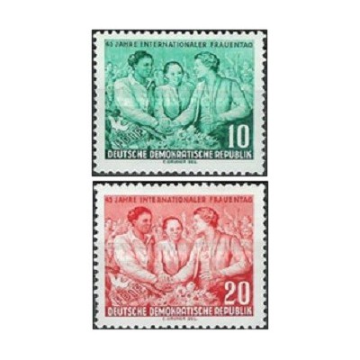 2 عدد  تمبر روز جهانی زن - جمهوری دموکراتیک آلمان 1955