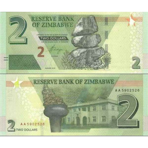 اسکناس 2 دلار - زیمباوه 2019