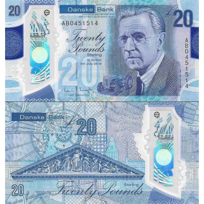اسکناس پلیمر 20 پوند استرلینگ - دانسکه بانک -ایرلندشمالی 2019 سفارشی