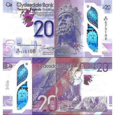 اسکناس پلیمر 20 پوند استرلینگ - کلایدسدل بانک - اسکاتلند 2019 سفارشی