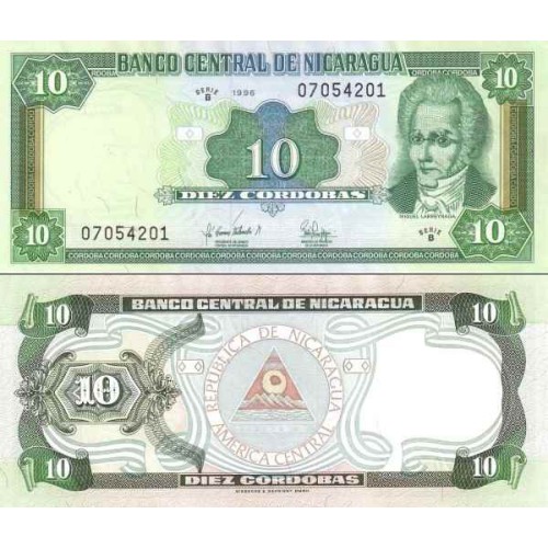 اسکناس 10 کردوبا - نیکاراگوئه 1996
