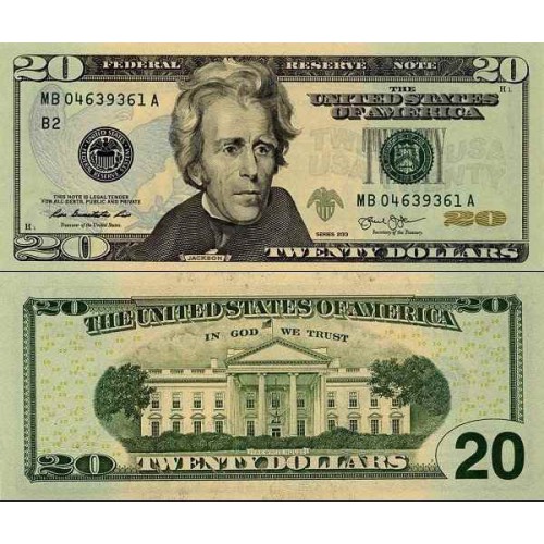 اسکناس 20 دلار - آمریکا 2013 سری B نیویورک - مهر سبز - سفارشی