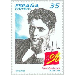 1 عدد تمبر صدمین سالروز تولد فدریکو  گارسیا لورکا - نویسنده - اسپانیا 1998