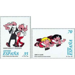 2 عدد تمبر شخصیتهای کمدی - کارتونی  - اسپانیا 1998