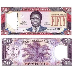 اسکناس 50 دلار - لیبریا 2011 عبارت پشت بانک مرکزی لیبریا - بدون لیبل CBL بالای امضای راست