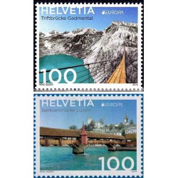2 عدد تمبر مشترک اروپا - Europa Cept - پلها - سوئیس 2018  ارزش روی تمبر 2 فرانک