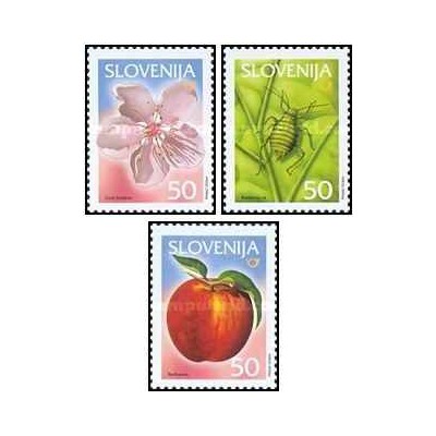 3 عدد تمبر گونه های گیاه و میوه اسلوونی- اسلوونی 2001