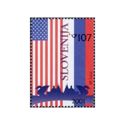 1 عدد تمبر ملاقات بوش و پوتین - اسلوونی 2001