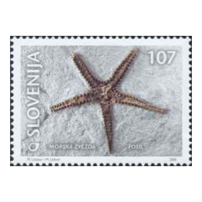 1 عدد تمبر فسیلها - اسلوونی 2001