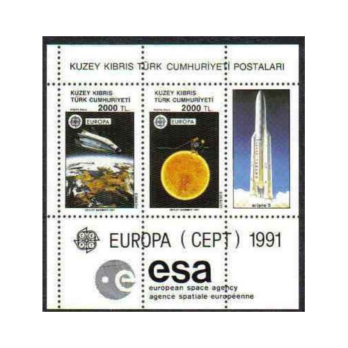 مینی شیت تمبر مشترک اروپا - Europa Cept -هوا فضای اروپا - قبرس ترکیه 1991  قیمت 6 دلار