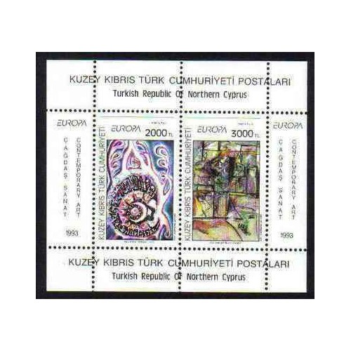 مینی شیت تمبر مشترک اروپا - Europa Cept -هنر معاصر - نقاشی - قبرس ترکیه 1993  قیمت 4.8 دلار