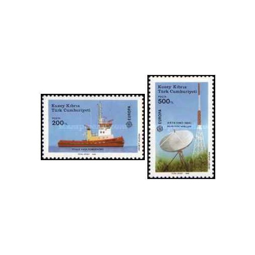 2 عدد تمبر مشترک اروپا - Europa Cept - حمل و نقل و ارتباطات - قبرس ترکیه 1988