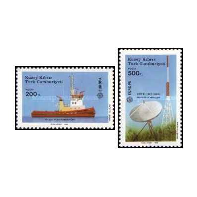 2 عدد تمبر مشترک اروپا - Europa Cept - حمل و نقل و ارتباطات - قبرس ترکیه 1988