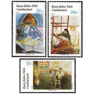 3 عدد تمبر تابلو نقاشی - قبرس ترکیه 1988