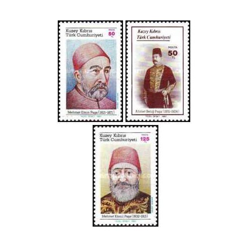 3 عدد تمبر مشاهیر - قبرس ترکیه 1987