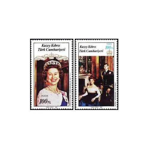 2 عدد تمبر ازدواج سلطنتی- ملکه ویکتوریا  - قبرس ترکیه 1986