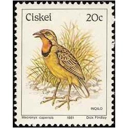 1 عدد تمبر سری پستی پرندگان - 20c -  آفریقای جنوبی - سیسکی 1981