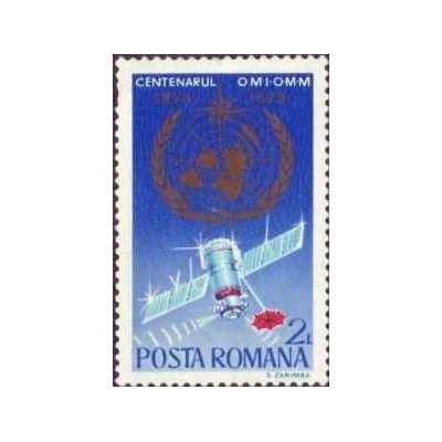 1 عدد تمبر صدمین سالگرد سازمان جهانی هواشناسی - رومانی 1973