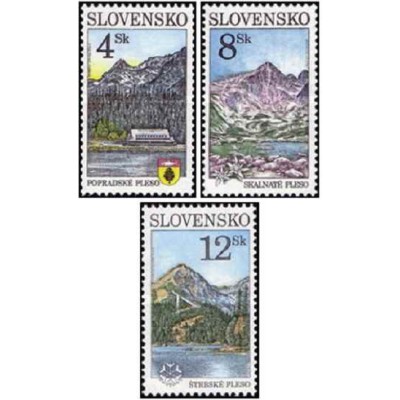 3 عدد تمبر شکوه های میهن ما - دریاچه های کوهستانی - اسلواکی 1996