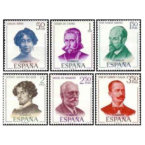 6 عدد تمبر شخصیتها - اسپانیا 1970