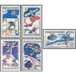 5 عدد تمبر برنامه فضائی کیهانی - چک اسلواکی 1980