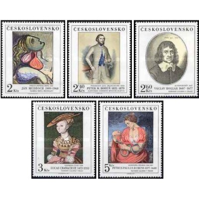 5 عدد  تمبر تابلوهای نقاشی گالری ملی- چک اسلواکی 1977