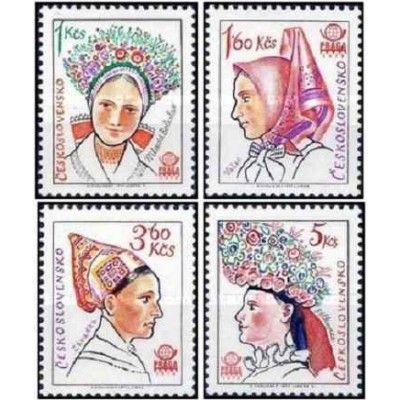 4 عدد  تمبر نمایشگاه بین المللی تمبر پراگا 78 - سرپوش های منطقه ای - چک اسلواکی 1977