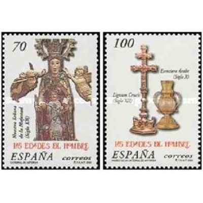 2 عدد تمبر نمایشگاه عصر بشر - آستورگا - اسپانیا 2000