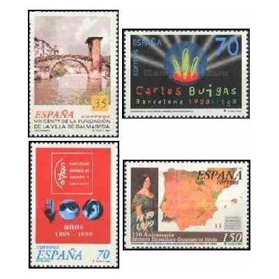 4 عدد تمبر سالگردها - اسپانیا 1999