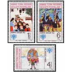 3 عدد تمبر سال بین المللی کودک - قبرس ترکیه 1979