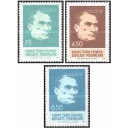 3 عدد تمبر چهلمین سالگرد درگذشت آتاتورک - قبرس ترکیه 1978