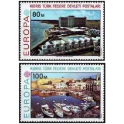 2 عدد تمبر مشترک اروپا - Europa Cept - مناظر - قبرس ترکیه 1977