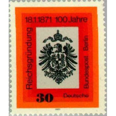 1 عدد تمبر صدمین سالگرد تاسیس امپراطوری آلمان - برلین آلمان 1971