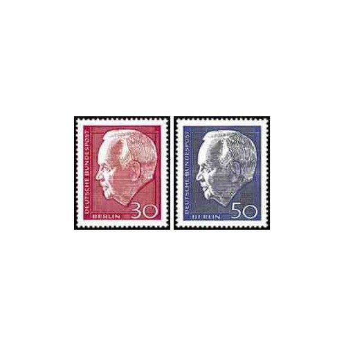 2 عدد تمبر پرزیدنت هاینریش لوبکه - برلین آلمان 1967