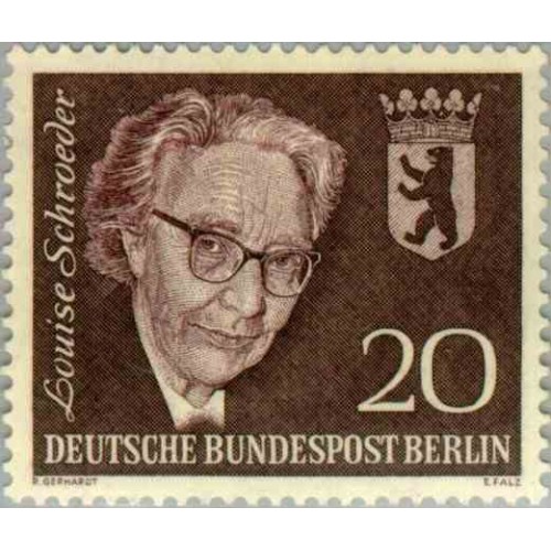 1 عدد تمبر یادبود لوئیس شرودر - سیاستمدار - برلین آلمان 1961