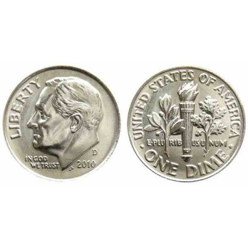 سکه 10 سنت - نیکل مس - D - آمریکا 2010 غیر بانکی