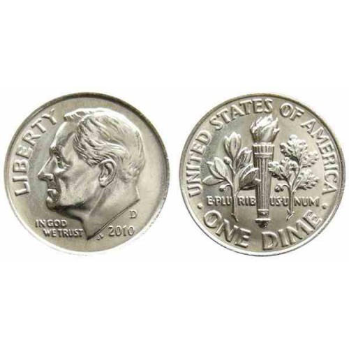 سکه 10 سنت - نیکل مس - D - آمریکا 2010 غیر بانکی سکه 10 سنت - نیکل مس - D - آمریکا 2010 غیر بانکی