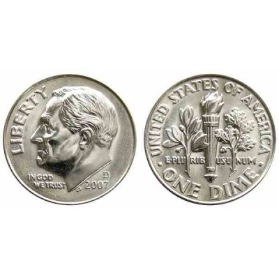 سکه 10 سنت - نیکل مس - D - آمریکا 2007 غیر بانکی