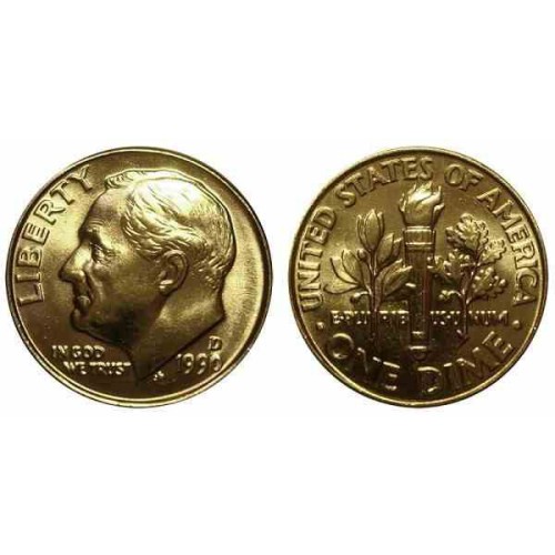 سکه 10 سنت - نیکل مس - D - آمریکا 1990 غیر بانکی سکه 10 سنت - نیکل مس - D - آمریکا 1990 غیر بانکی