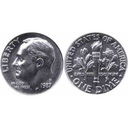 سکه 10 سنت - نیکل مس - P - آمریکا 1987 غیر بانکی