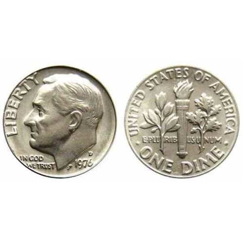 سکه 10 سنت - نیکل مس - D - آمریکا 1976 غیر بانکی